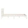 White solid wood double bed frame 135x190 cm by vidaXL, Beds and slatted bases - Ref: Foro24-3101194, Price: 138,90 €, Discou...