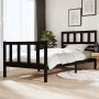 Black solid wood bed frame 100x200 cm by vidaXL, Beds and slatted bases - Ref: Foro24-3101147, Price: 142,39 €, Discount: %