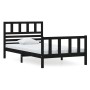 Black solid wood bed frame 100x200 cm by vidaXL, Beds and slatted bases - Ref: Foro24-3101147, Price: 144,17 €, Discount: %