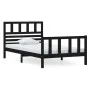 Black solid wood bed frame 100x200 cm by vidaXL, Beds and slatted bases - Ref: Foro24-3101147, Price: 142,39 €, Discount: %