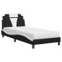 Cama con colchón cuero sintético negro y blanco 90x200 cm