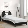Cama con colchón cuero sintético negro y blanco 90x200 cm