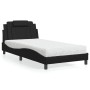 Cama con colchón cuero sintético negro 100x200 cm