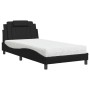 Cama con colchón cuero sintético negro 100x200 cm