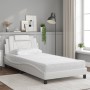 Cama con colchón cuero sintético blanco 100x200 cm