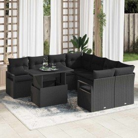 Conjunto de sofá de jardín 9 pcs Negro ratán sintético en Sofás de exterior | Comprar online en Foro24
