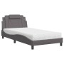 Cama con colchón cuero sintético gris 100x200 cm