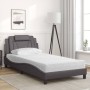 Cama con colchón cuero sintético gris 100x200 cm