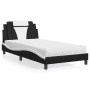 Cama con colchón cuero sintético negro y blanco 100x200 cm