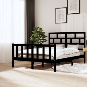 Estructura de cama de madera maciza de pino negro 160x200 cm