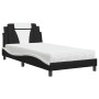 Cama con colchón cuero sintético negro y blanco 100x200 cm
