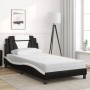 Cama con colchón cuero sintético negro y blanco 100x200 cm