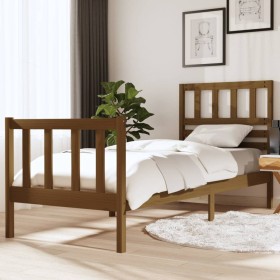 Estructura de cama madera maciza marrón miel 75x190 cm