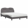 Cama con colchón cuero sintético gris 120x200 cm