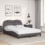 Cama con colchón cuero sintético gris 120x200 cm