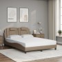 Cama con colchón cuero sintético capuchino 120x200 cm