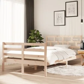 Estructura de cama madera maciza de pino 120x200 cm de vidaXL, Camas y somieres - Ref: Foro24-3101278, Precio: 117,71 €, Desc...
