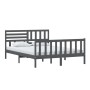 Estructura de cama de madera maciza gris 150x200 cm de vidaXL, Camas y somieres - Ref: Foro24-3101160, Precio: 170,39 €