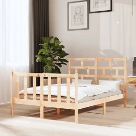 Solid pine wood bed frame 140x190 cm by vidaXL, Beds and slatted bases - Ref: Foro24-3101328, Price: 132,00 €, Discount: %