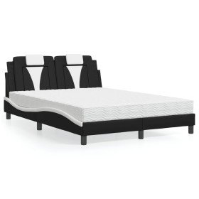 Cama con colchón cuero sintético negro y blanco 140x190 cm en Camas y somieres | Comprar online en Foro24