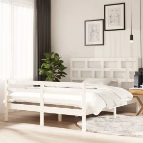 Estructura de cama madera maciza blanca King Size 150x200 cm de vidaXL, Camas y somieres - Ref: Foro24-3101289, Precio: 147,2...