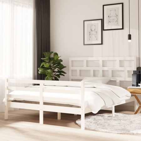 Weißes Massivholzbettgestell King Size 150x200 cm von vidaXL, Betten und Lattenroste - Ref: Foro24-3101289, Preis: 149,11 €, ...