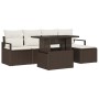 Conjunto de sofá de jardín con cojín 6 pcs Marrón y crema
