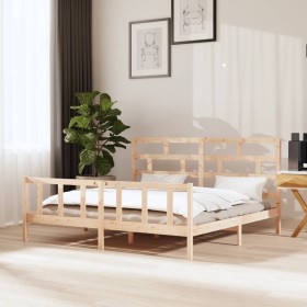 Estructura de cama de madera maciza de pino 200x200 cm