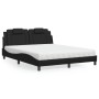 Cama con colchón cuero sintético negro 160x200 cm
