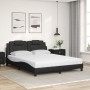 Cama con colchón cuero sintético negro 160x200 cm