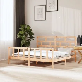 Solid pine wood bed frame 180x200 cm by vidaXL, Beds and slatted bases - Ref: Foro24-3101363, Price: 153,23 €, Discount: %