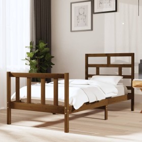 Estructura de cama madera maciza de pino marrón miel 90x200 cm