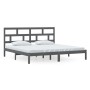 Solid gray pine wood bed frame 200x200 cm by vidaXL, Beds and slatted bases - Ref: Foro24-3101240, Price: 172,91 €, Discount: %