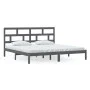 Solid gray pine wood bed frame 200x200 cm by vidaXL, Beds and slatted bases - Ref: Foro24-3101240, Price: 170,83 €, Discount: %