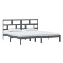 Solid gray pine wood bed frame 200x200 cm by vidaXL, Beds and slatted bases - Ref: Foro24-3101240, Price: 172,91 €, Discount: %