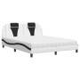 Cama con colchón cuero sintético blanco y negro 160x200 cm