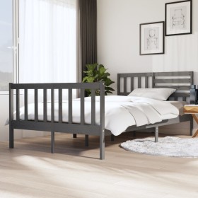 Estructura de cama de madera maciza gris 120x200 c