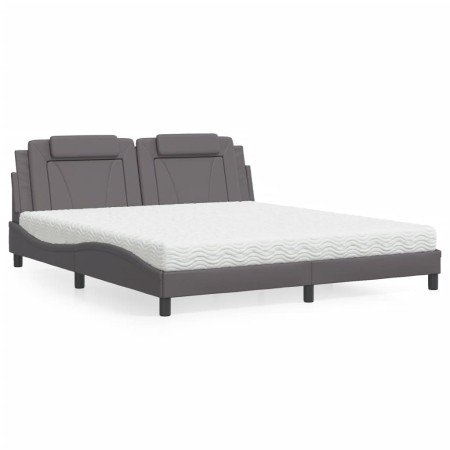 Cama con colchón cuero sintético gris 180x200 cm en Camas y somieres | Comprar online en Foro24