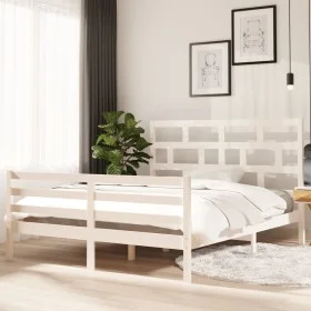 Solid white pine wood bed frame 160x200 cm by vidaXL, Beds and slatted bases - Ref: Foro24-3101294, Price: 153,14 €, Discount: %