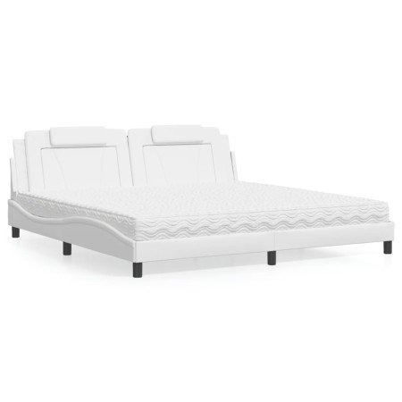 Cama con colchón cuero sintético blanco 200x200 cm en Camas y somieres | Comprar online en Foro24