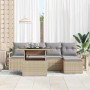 Conjunto de sofá de jardín con cojín 6 pcs beige y gris claro