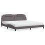 Cama con colchón cuero sintético gris 200x200 cm