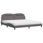 Cama con colchón cuero sintético gris 200x200 cm