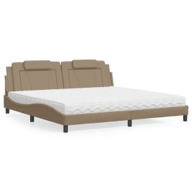 Cama con colchón cuero sintético capuchino 200x200 cm