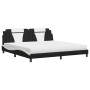 Cama con colchón cuero sintético negro y blanco 200x200 cm