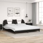 Cama con colchón cuero sintético negro y blanco 200x200 cm
