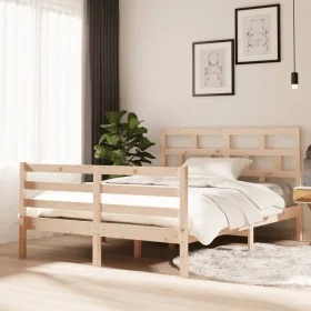 Kleines Doppelbettgestell aus Massivholz 135x190 cm von vidaXL, Betten und Lattenroste - Ref: Foro24-3101258, Preis: 129,78 €...