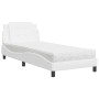 Cama con colchón cuero sintético blanco 80x200 cm