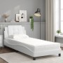Cama con colchón cuero sintético blanco 80x200 cm