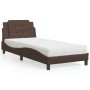 Cama con colchón cuero sintético marrón 80x200 cm